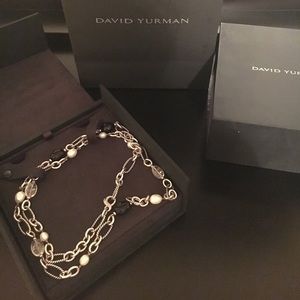 David yurman silver chain with onyx and pearls