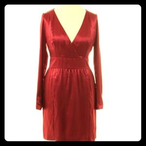 Red Hugo Boss Silk long Sleeve Dress