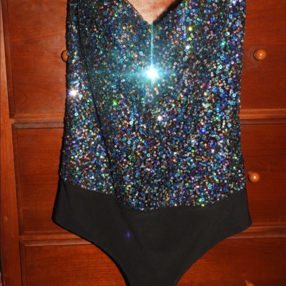 Shimmery sweetheart topless body suit