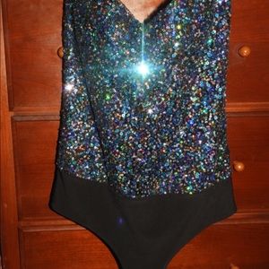 Shimmery sweetheart topless body suit