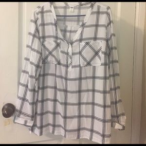 NWT navy and white plaid Blouse
