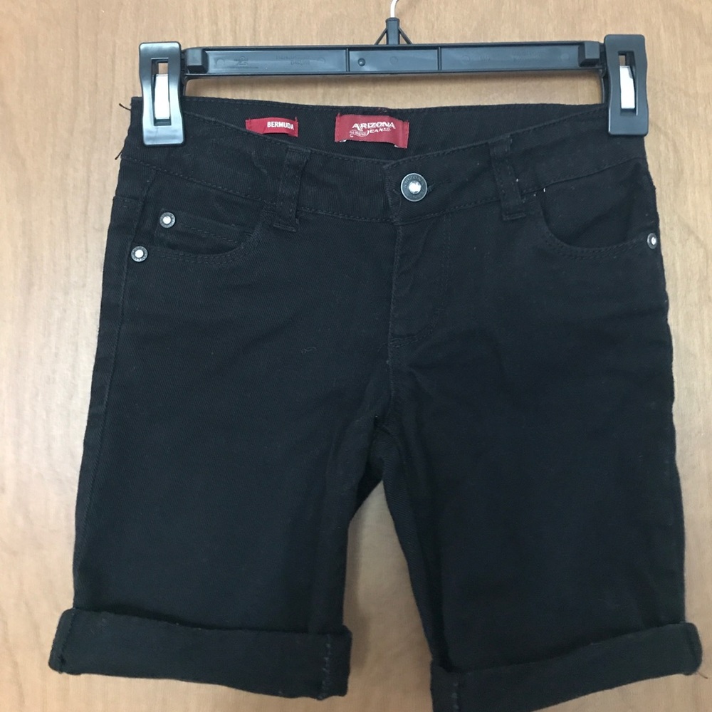 Girls Black Bermuda Shorts