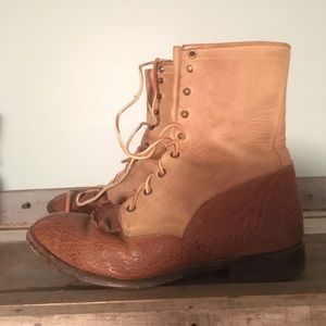 Two tone brown leather Justin boots