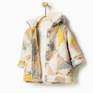 Zara Baby Jacquard Knit Coat with Hood