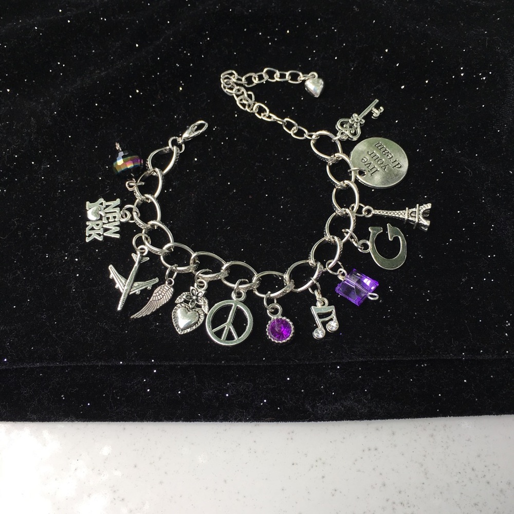 February birthstone charm bracelet