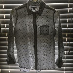 Poka dot button down