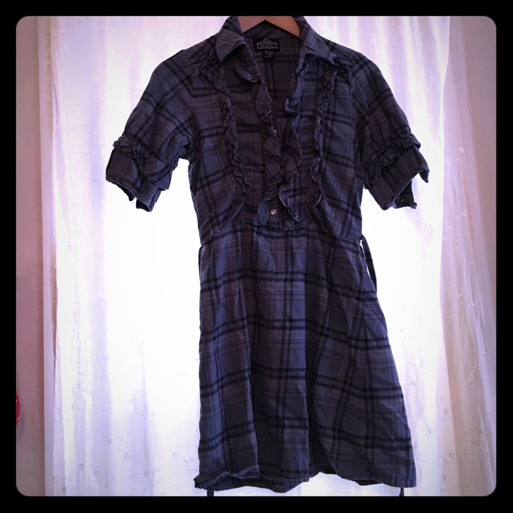 Flannel button down with ruffles