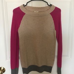 J Crew Color Block Merino Wool Sweater