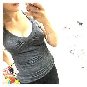 Grey tank with cross straps in the back ☺️