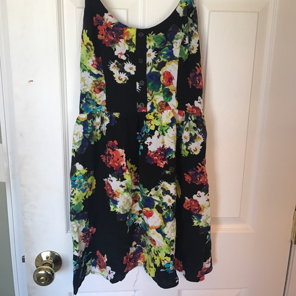 Xhilaration Black background and Flowery Dress