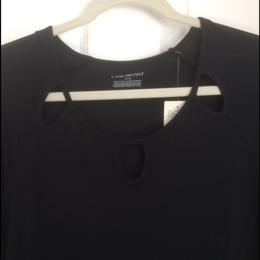 Lane Bryant NWT black 3/4 length sleeve top 14/16