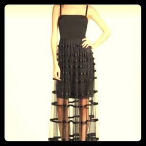 Vera Wang Long Black Stripe Dress