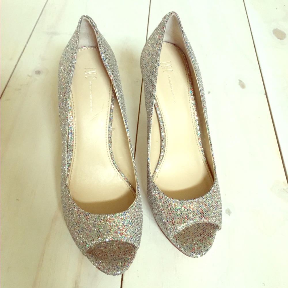 I.N.C. Peep Toe Glitter Heels