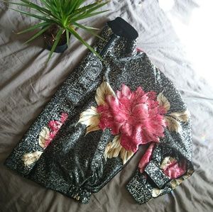 Reversible floral satin Bomber jacket