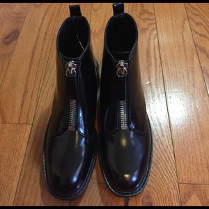 Zara Black Patent Zip Up Booties