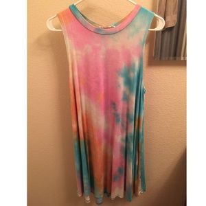 Tie Dye Sleeveless T Shirt Dress