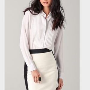 EQUIPMENT Delphine Tuxedo Blouse Sz L