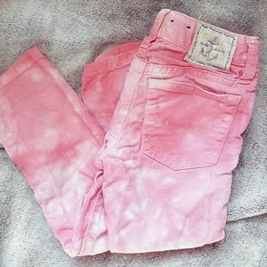Ralph Lauren pink tie dye cropped skinny jeans