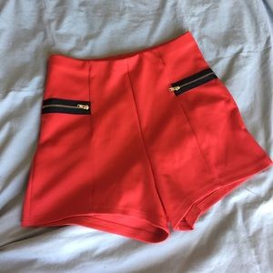 Red High Waisted Shorts