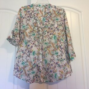 Lauren Conrad floral button down top