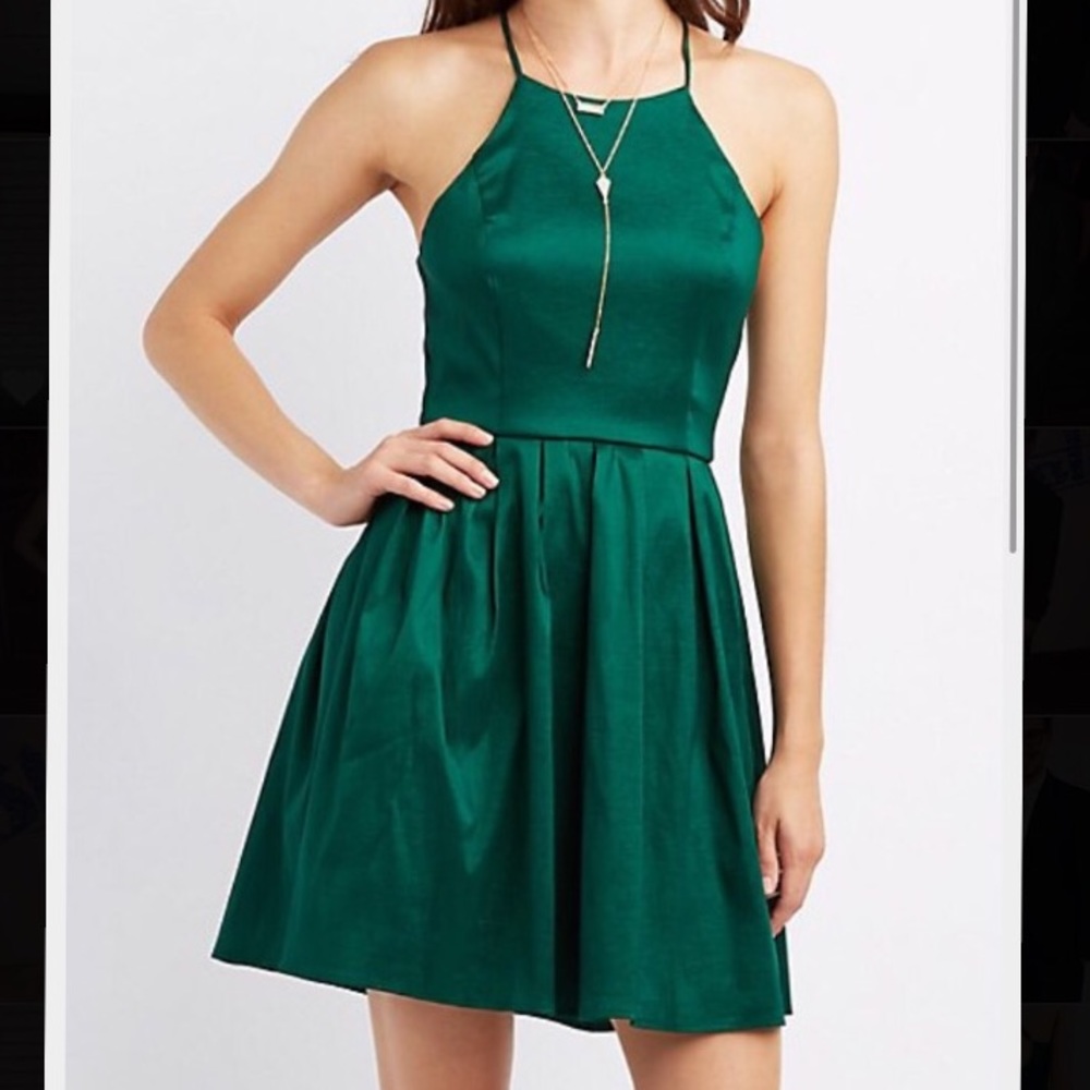 Bib neck skater dress