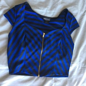 Blue and Black Crop Top