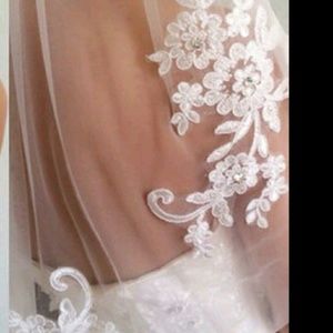 White elbow length wedding Veil with comb attached