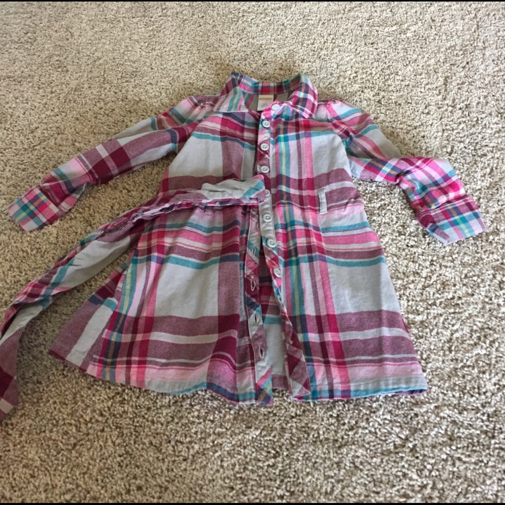 Girls flannel dress with belt