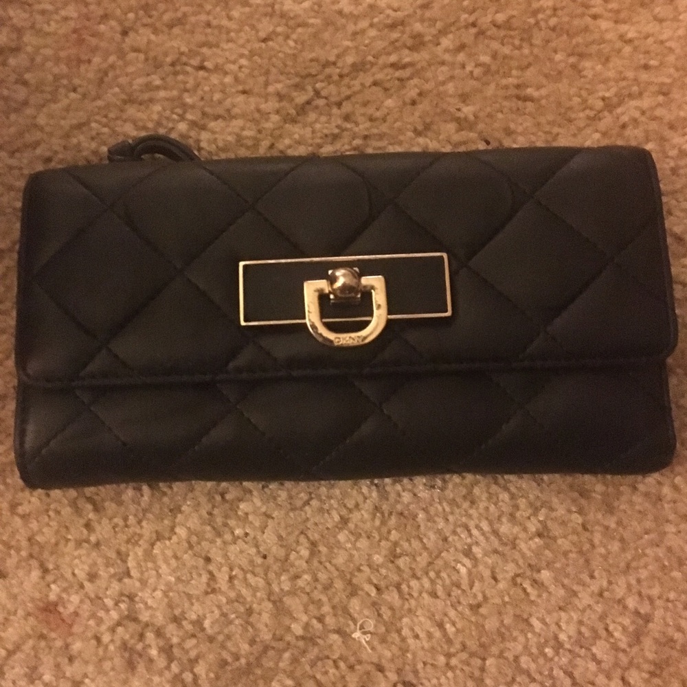 DKNY Black Quilted Leather Wallet