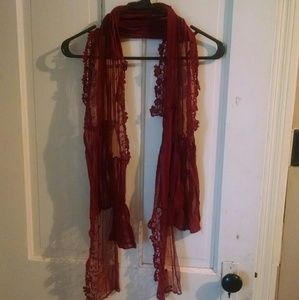 Burgundy lace Scarf