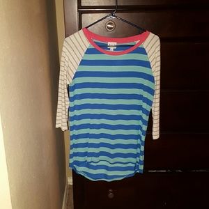 Raglan striped knit shirt