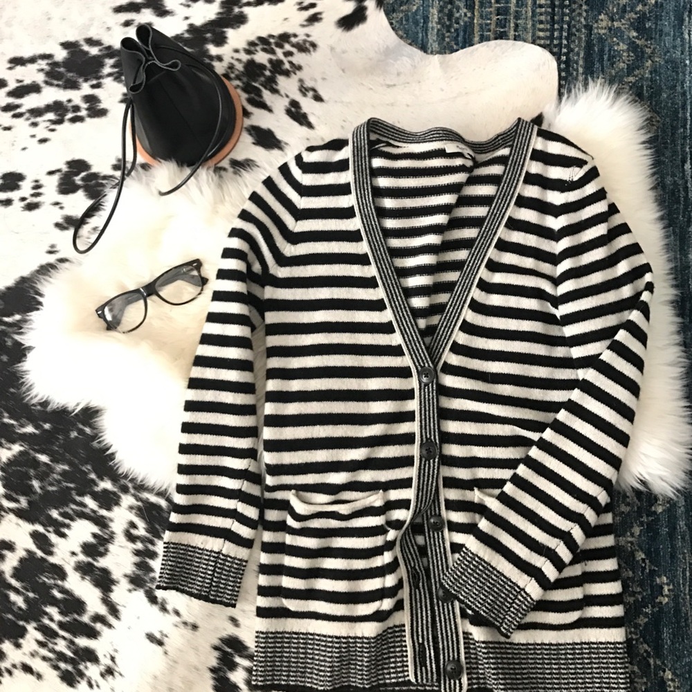 madewell merino wool striped sweater cardigan - s