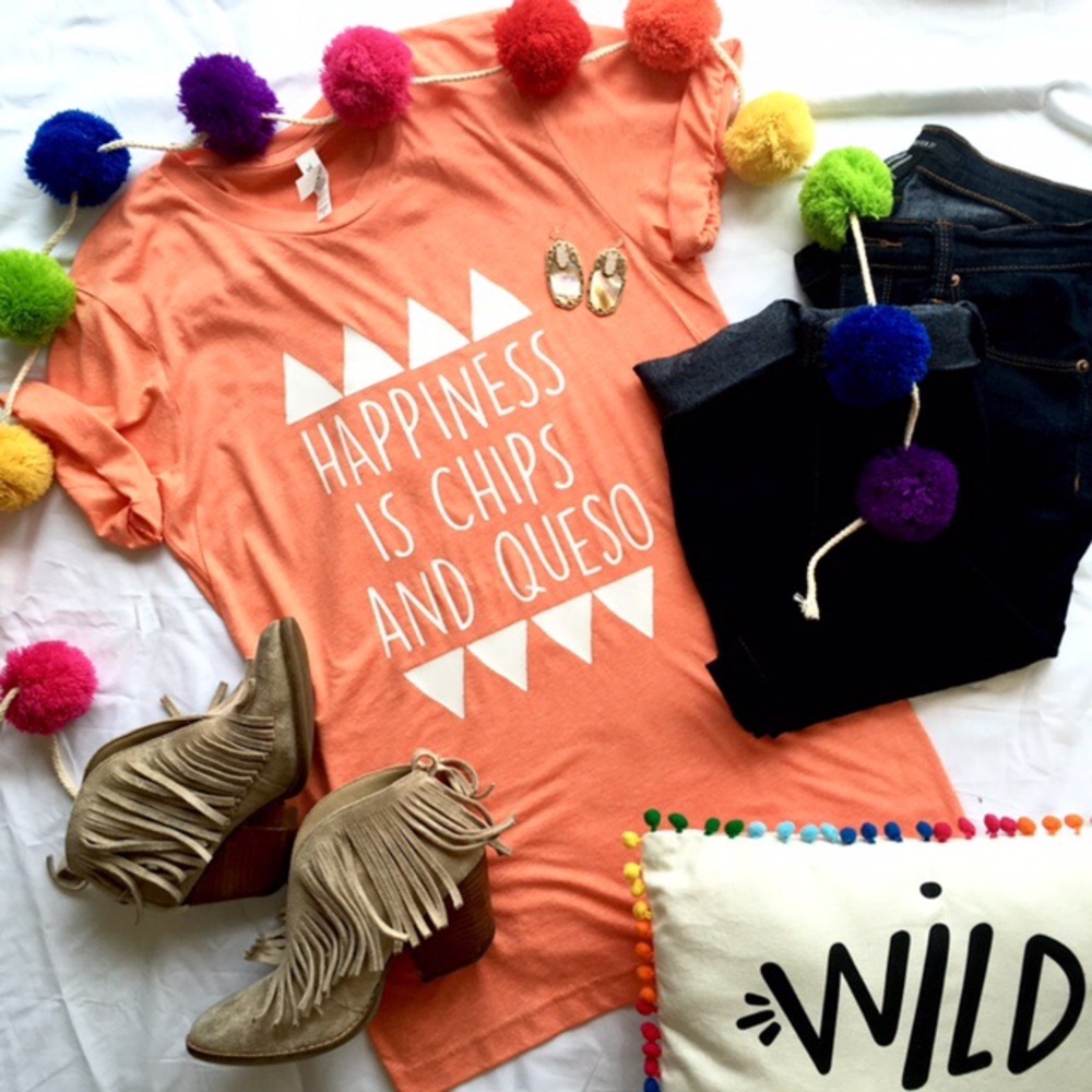 Happines is chips and queso tshirt