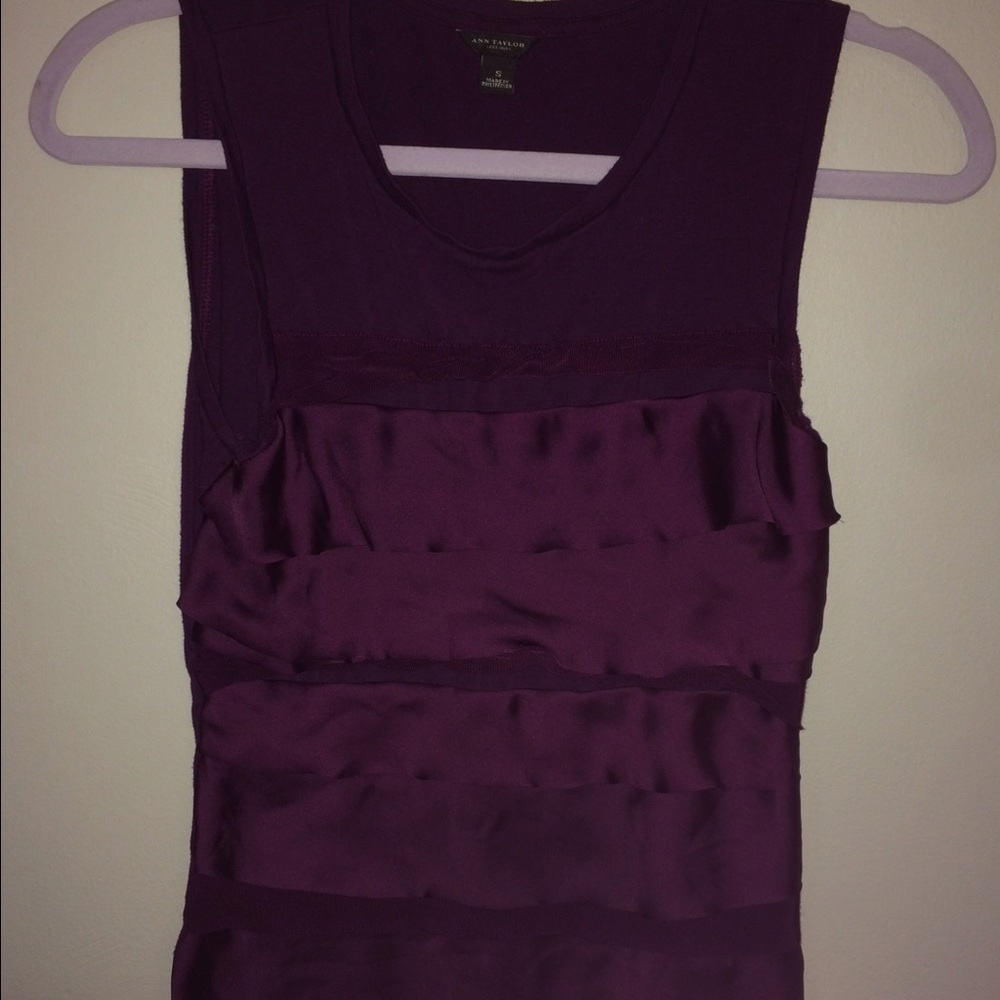 Ann Taylor Aubergine Ruffly Top