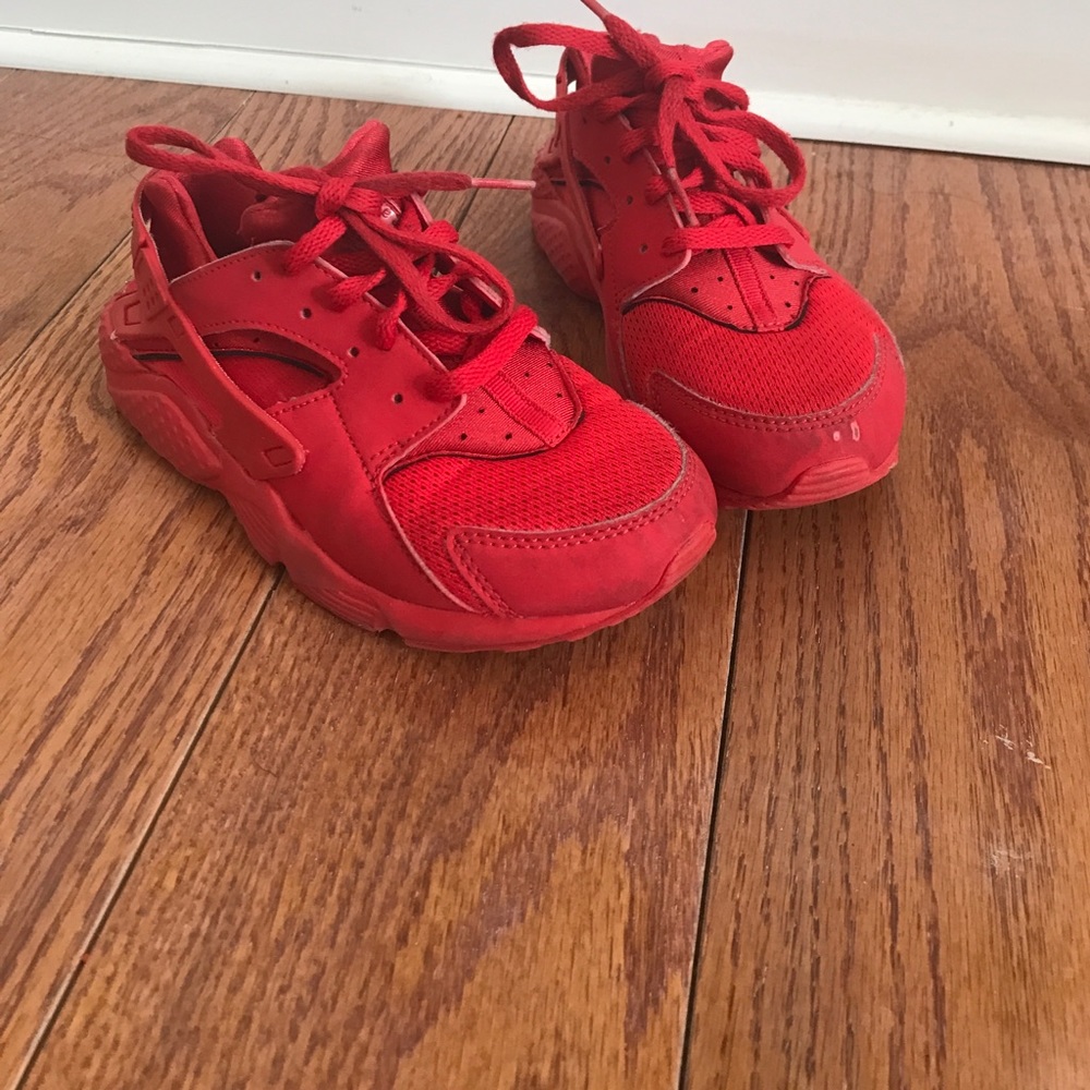 Red huarache sneakers