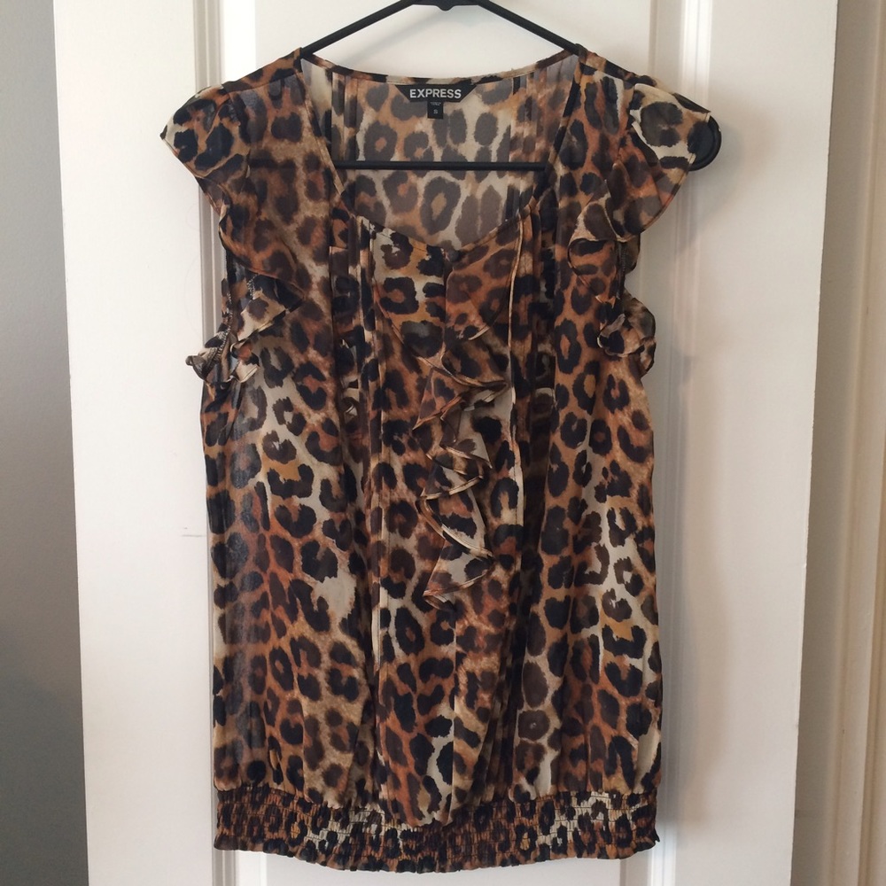 Leopard Print Blouse - Size Small