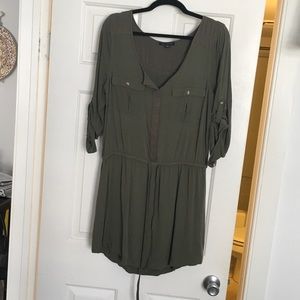 Army green 3/4 length mini dress. American Eagle