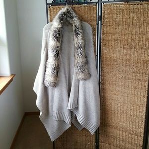 Warm fuzzy knit cape