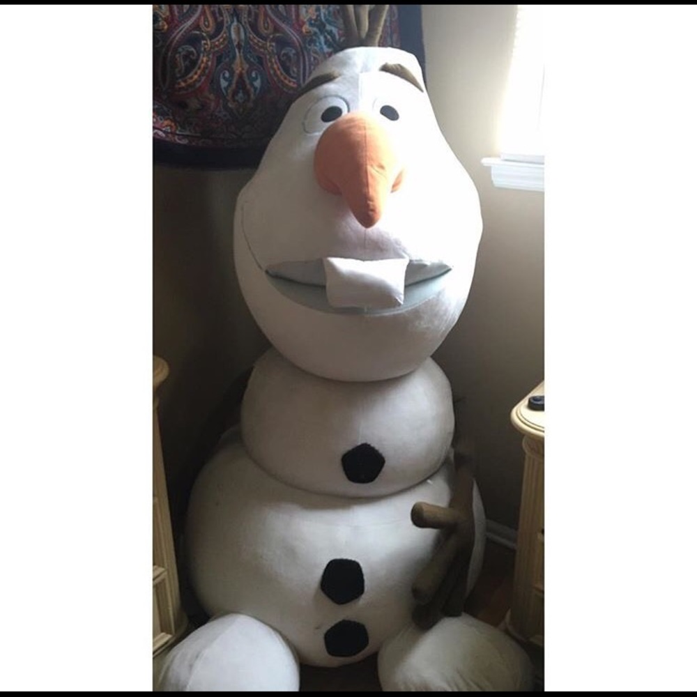 A stuffed snowman named Olaf from the movie Frozen