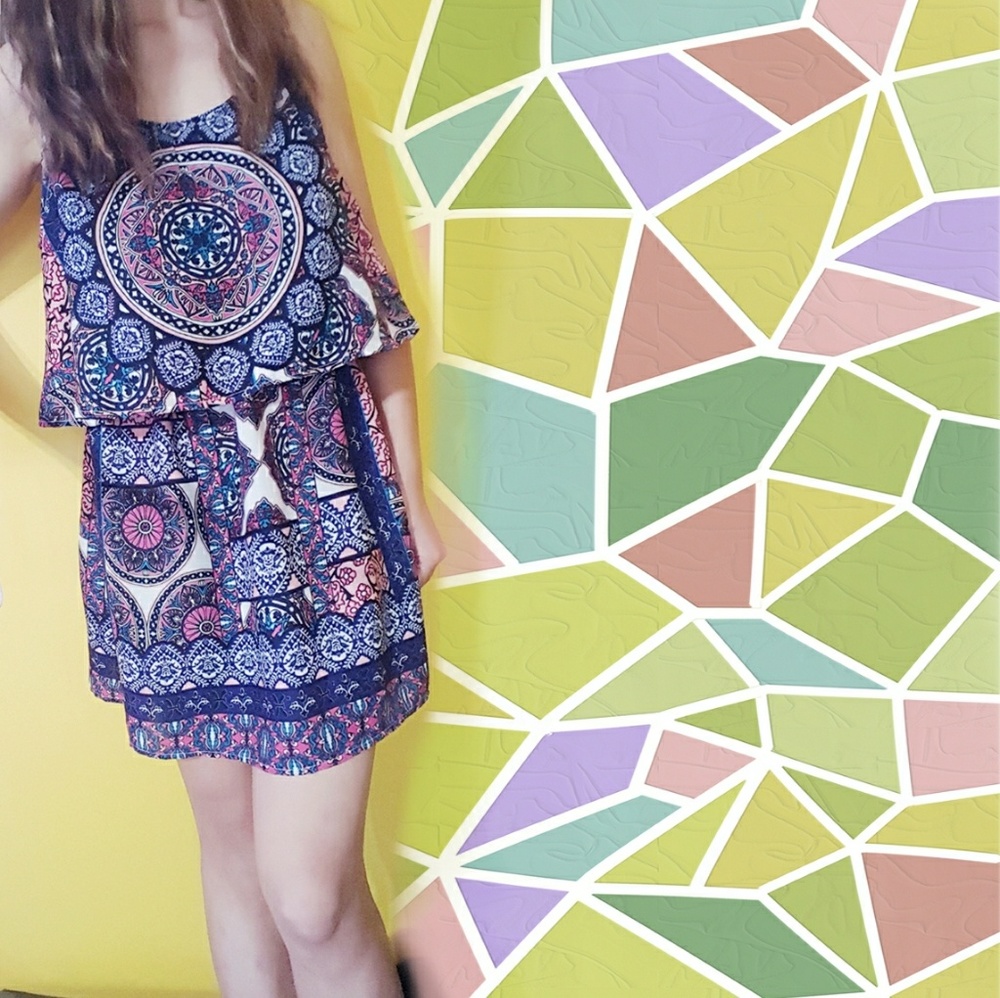 Tribal Print Boho layered Sun Dress