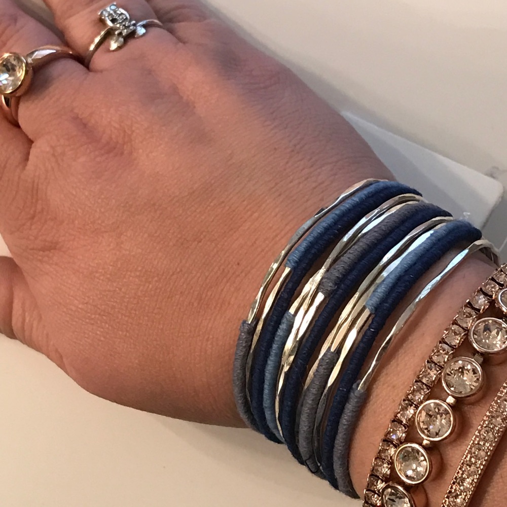 Thread wrapped cuff bracelet