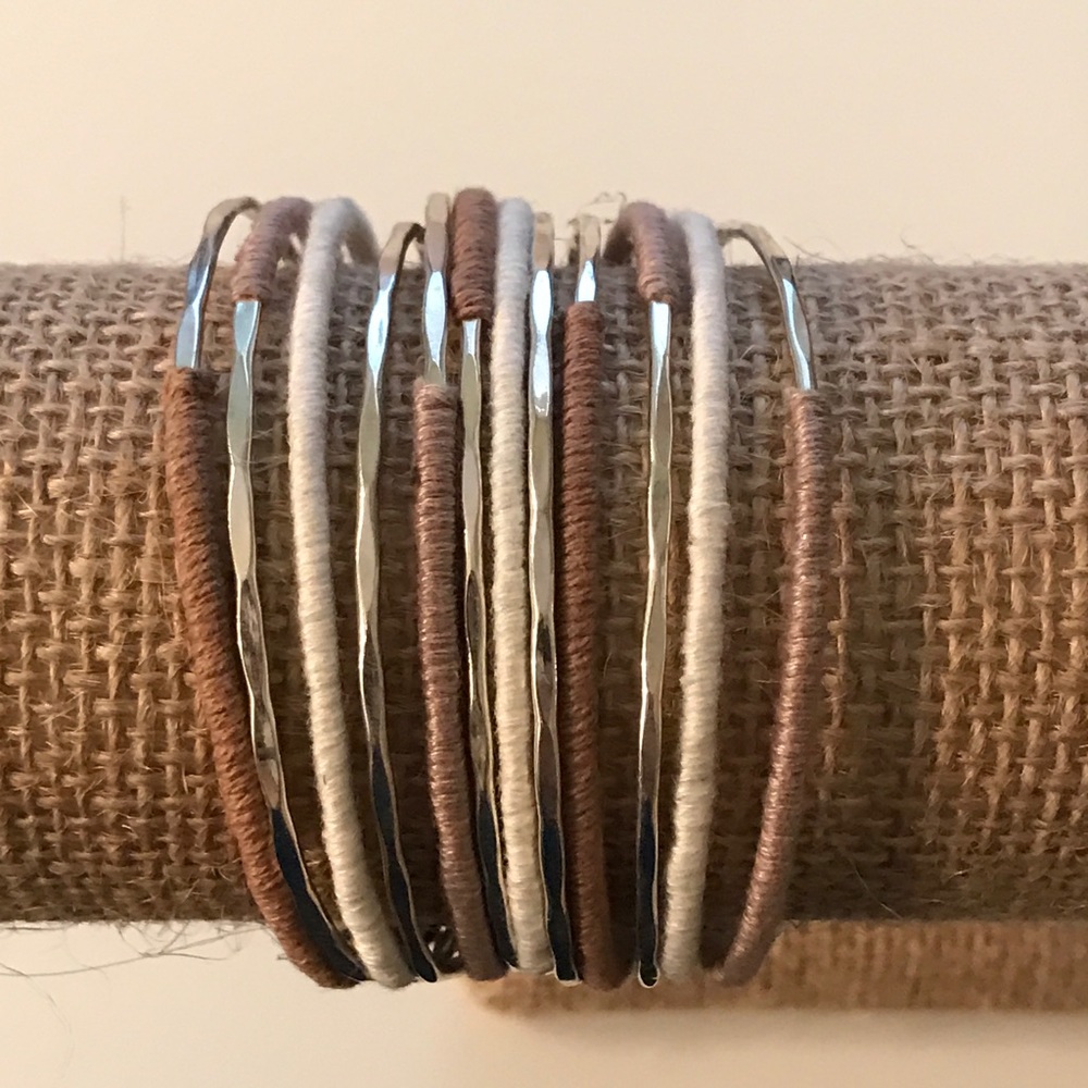 Thread wrapped cuff bracelet - Picture 5 of 5