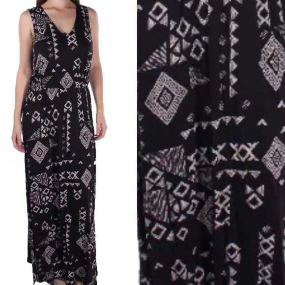 [Lucky Brand] Black Tribal Printed Maxi Long Dress - Picture 3 of 4