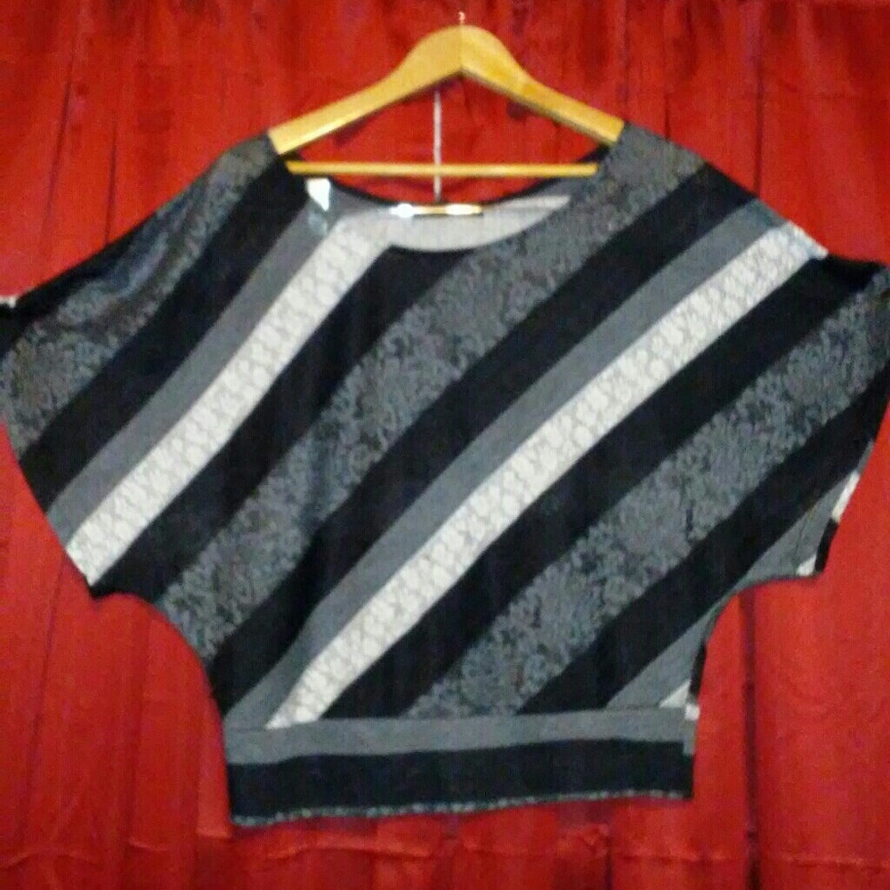 Mixed Print Batwing Blouse