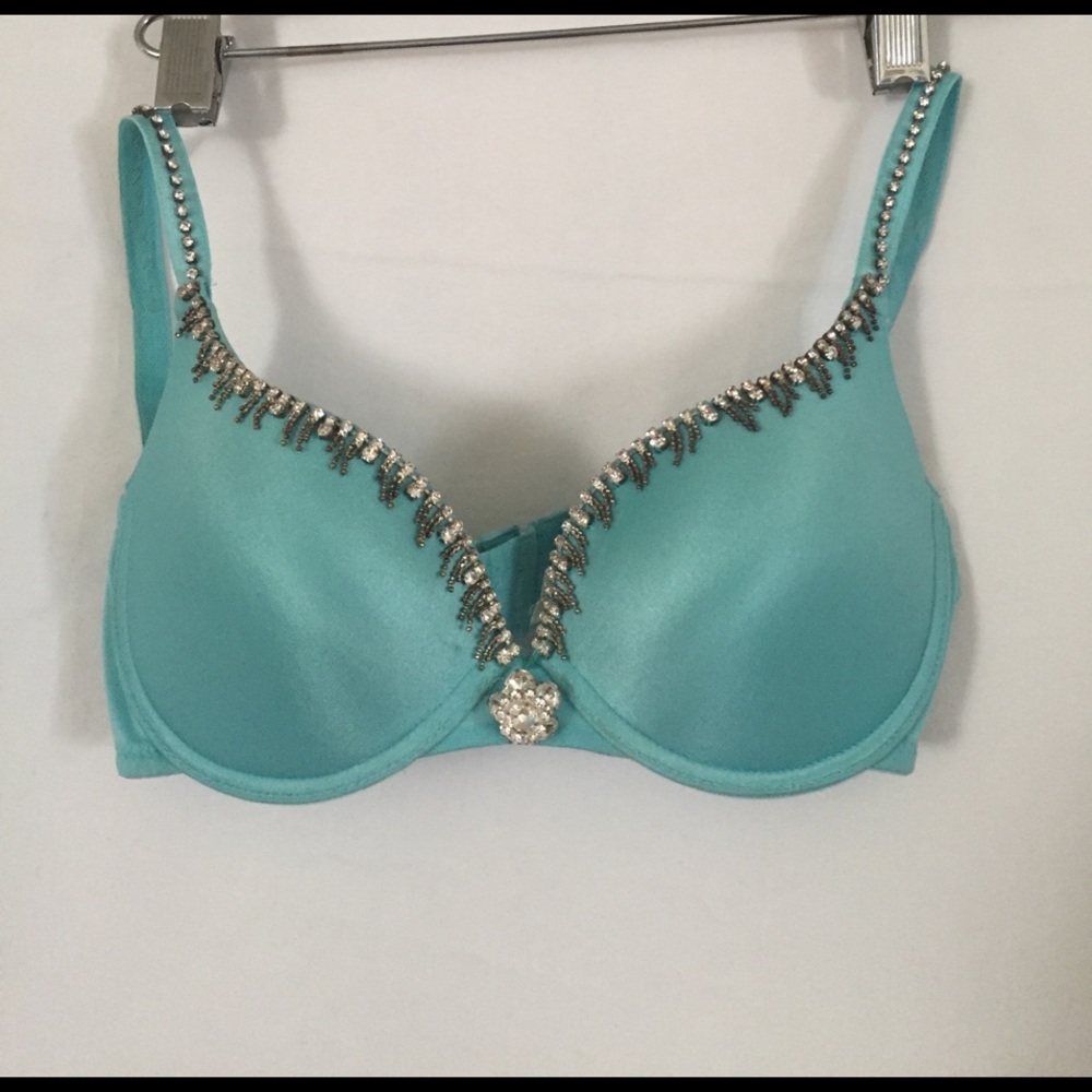 Aqua blue Marciano bra with silver detail