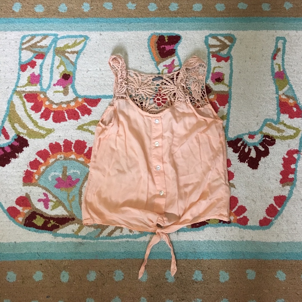 CORAL CROCHET TANK TOP