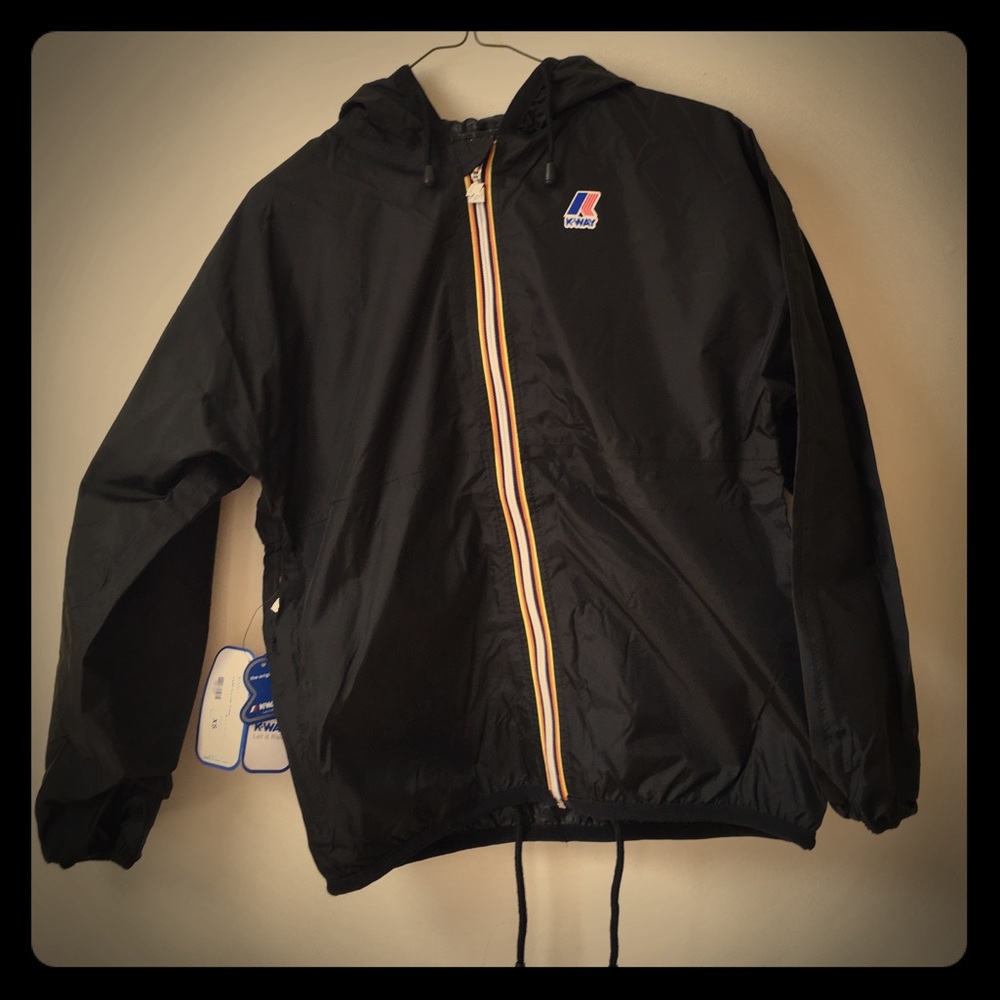 K Way Women's Black Rain Jacket xs NEW with tags