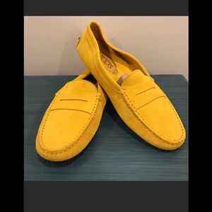 TOD's Mustard Yellow Suede Gommino Driving Loafer