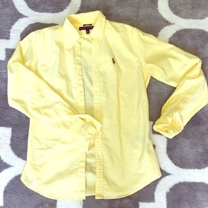 Canary yellow button up polo