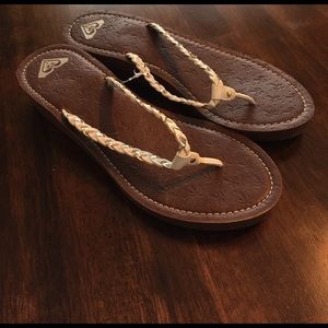 Cute white and metallic braided flip flop